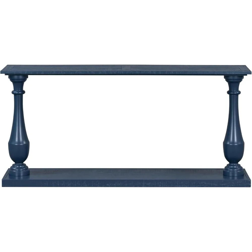 Meja Konsol Kayu Vintage - Meja Aksen Sempit 63 Inci untuk Ruang Tamu di Belakang Sofa dengan 2 Kaki Vas