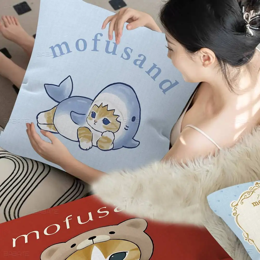 

M-Mofusand Cute Cat Pillow Gift Home Office Decoration Bedroom Sofa Car Cushion Cover Case 45x45