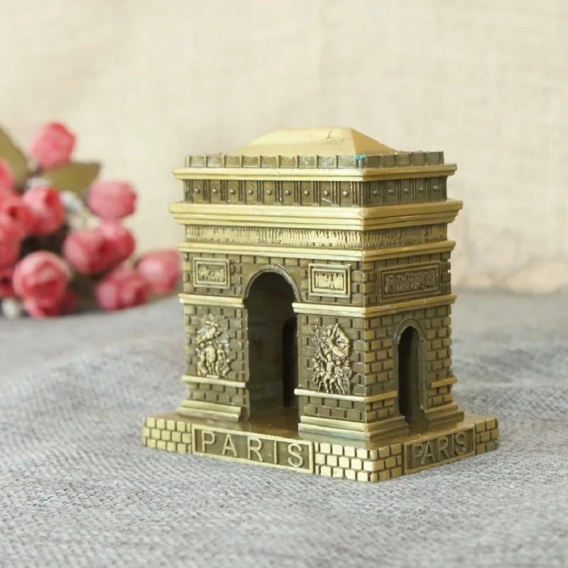 Simulated Metal Arc De Triomphe Model Paris France Landmark Ancient Building Tourist Souvenir Home Decor Furnishing Article Gift