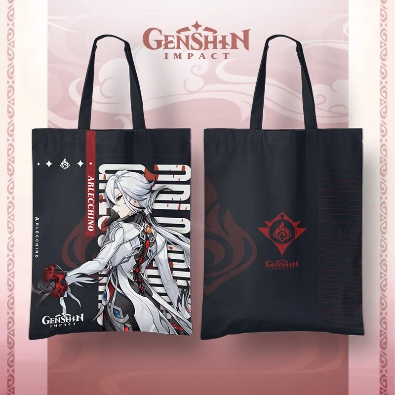 Arlecchino Alhaitham Navia Xianyun lycra Lyney freeminet Xiao Canvas 42X33cm Anime shopper Bags