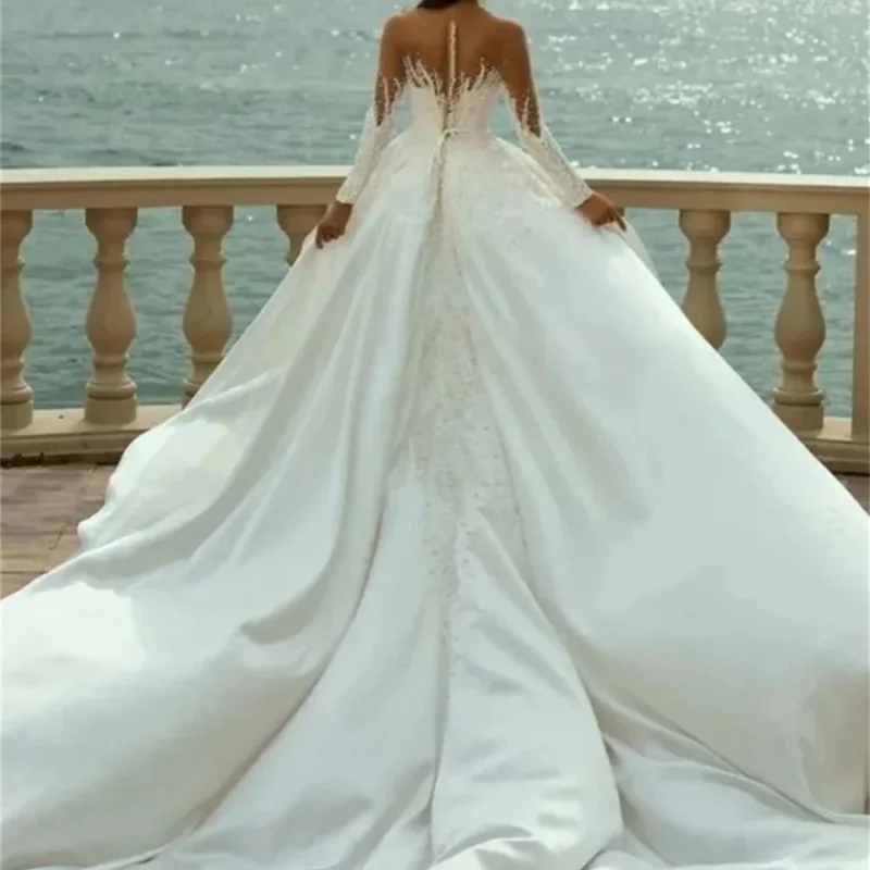 Sexy Backless Bridal Dress 2025 Customized Elegant Beaded Wedding Dress Romantic A-line Floor-length Dress Vestidos De Novia