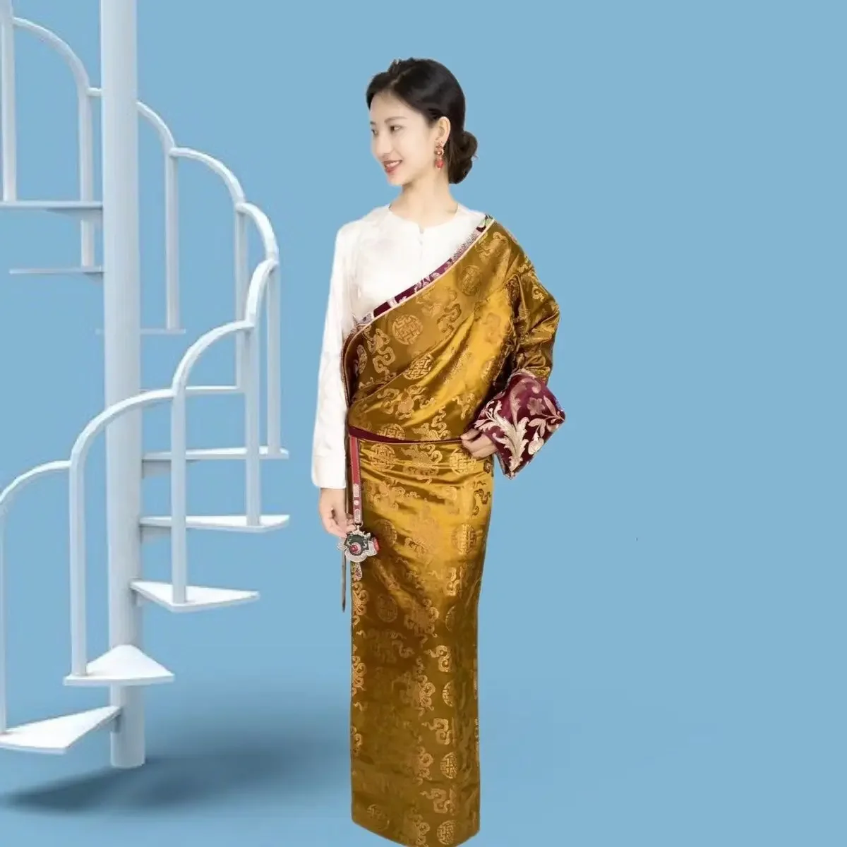 2025 Tybetańska letnia nowa damska cienka etniczna luźna i cienka oddzielna tybetańska szata