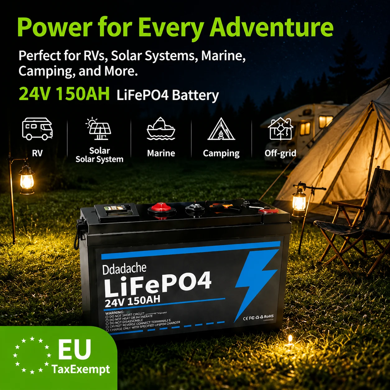 Image of 24V 150Ah LiFePO4 Energiespeicherbatterie, wiederaufladbare Deep-Cycle-Batterie für netzunabhängige Solaranlagen und Notstromversorgung