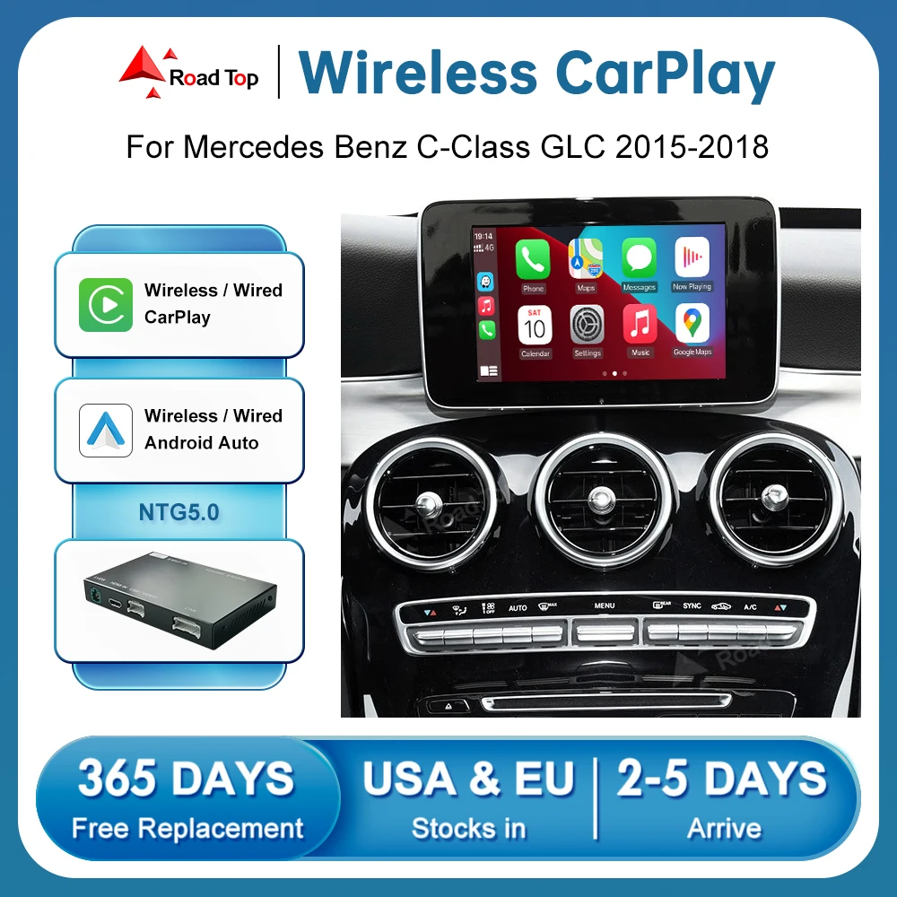 

RoadTop Wireless CarPlay Android Auto for Mercedes Benz C-Class W205 GLC 2015-2018 with Mirror Link AirPlay Car Play Functions