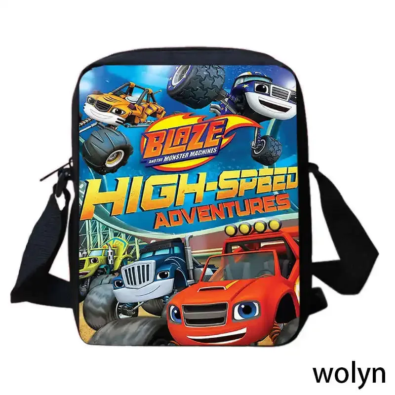 The  Blaze and the Monster Machines School Shoulder Bags for Child,Cartoon School Bags for Boys Girls,Large Kids Crossbody Bags