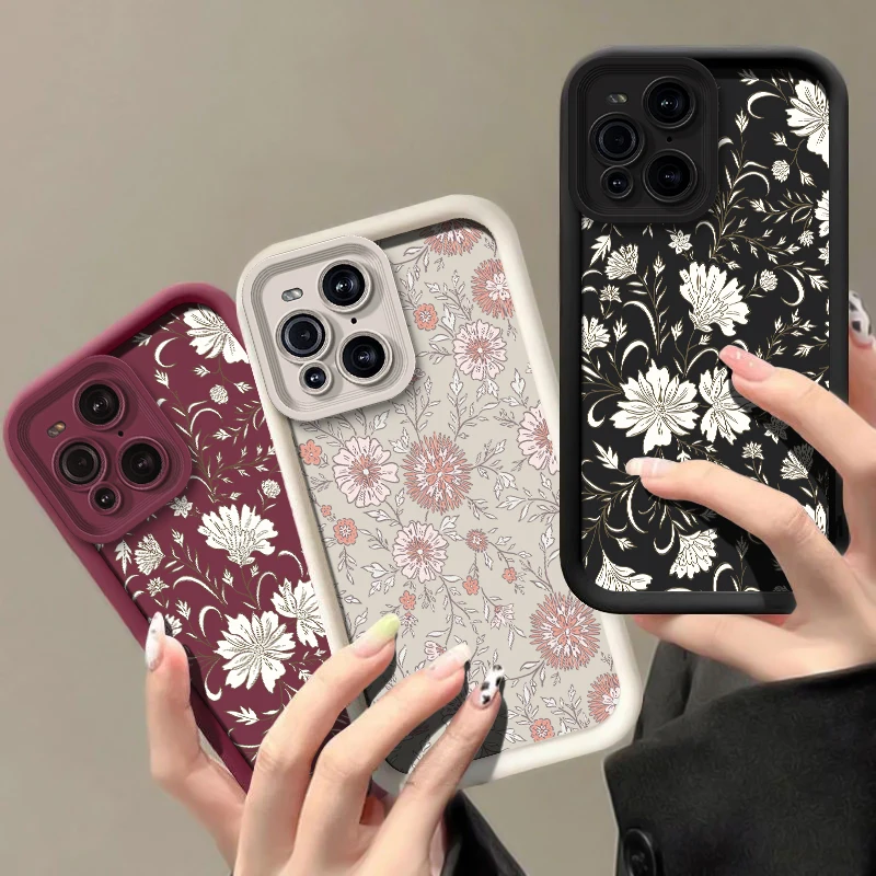 Phone Case For Motorola Moto G56 G86 Edge 50 60 Funsion 40 Neo E40 E32 E14 E13 G05 G85 Vintage Flower Pattern Silicone Cover