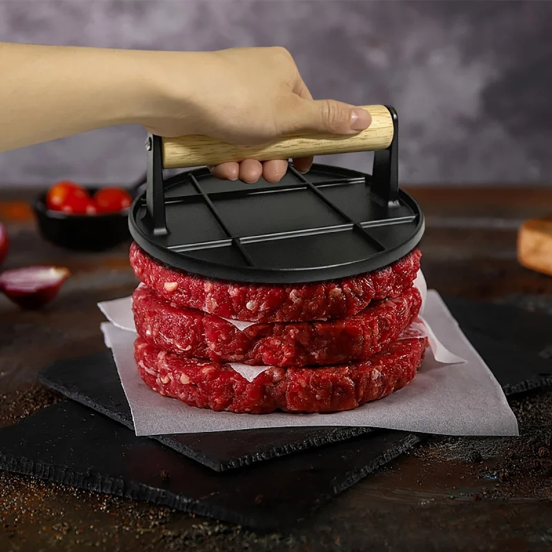 Custom.Kitchen Gadgets Hamburger Meat Press, Round Burger Crushing - Stainless Steel - Making Burgers - Suitabl