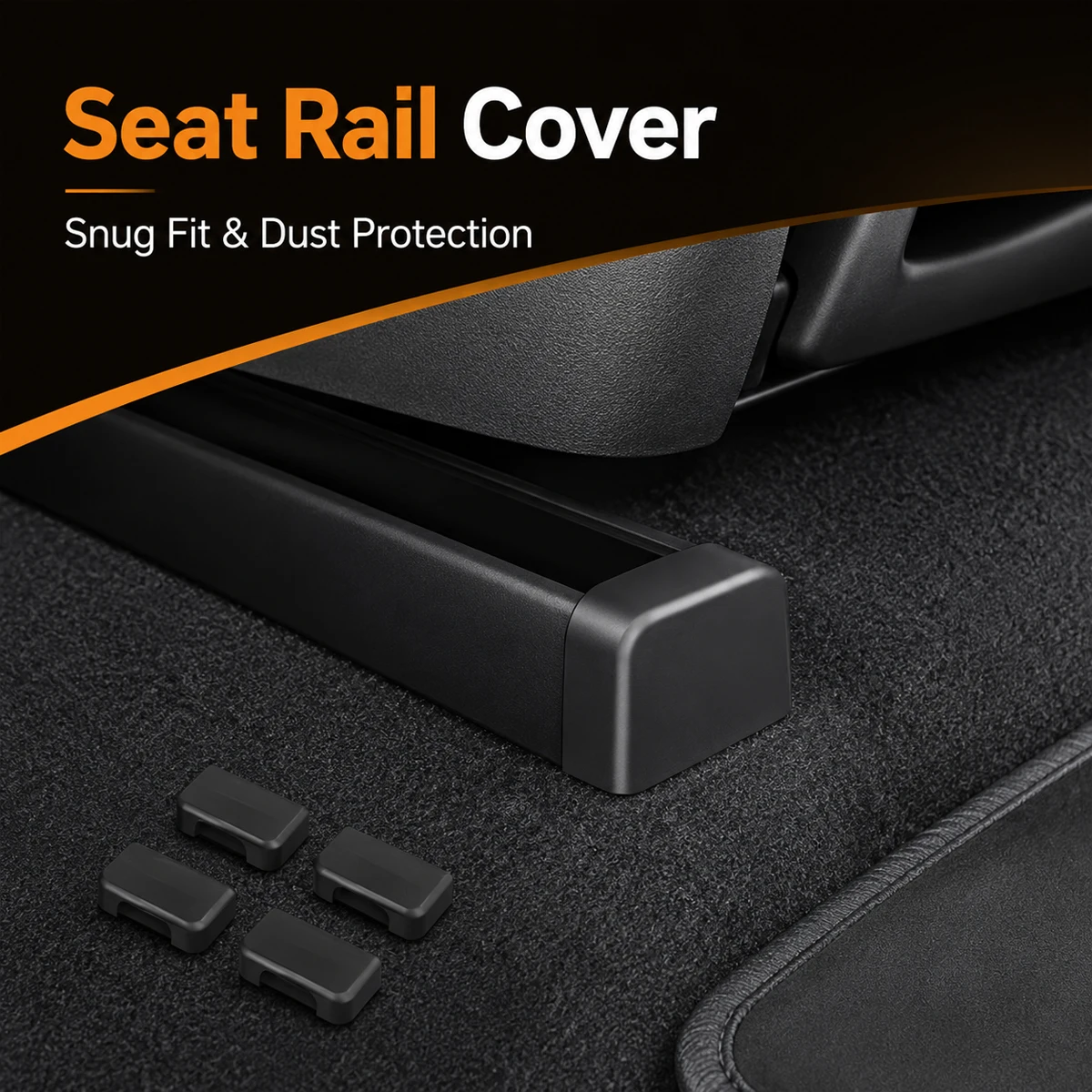 Yitong Seat Slide Rail Covers Fit For Tesla Model 3/Y 4pcs Black Abs End Caps Dust Protection, Easy Fit Interior Trim Kit