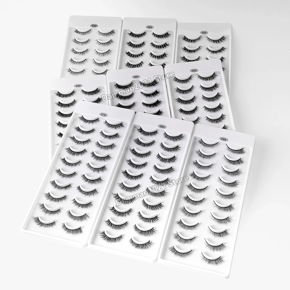 Damman 10 Paia 3D Striscia Ciglia Finte Naturale Wispy Cat Eye Strip Ciglia Soffici Finte Visone Striscia Ciglia Strumenti di Trucco