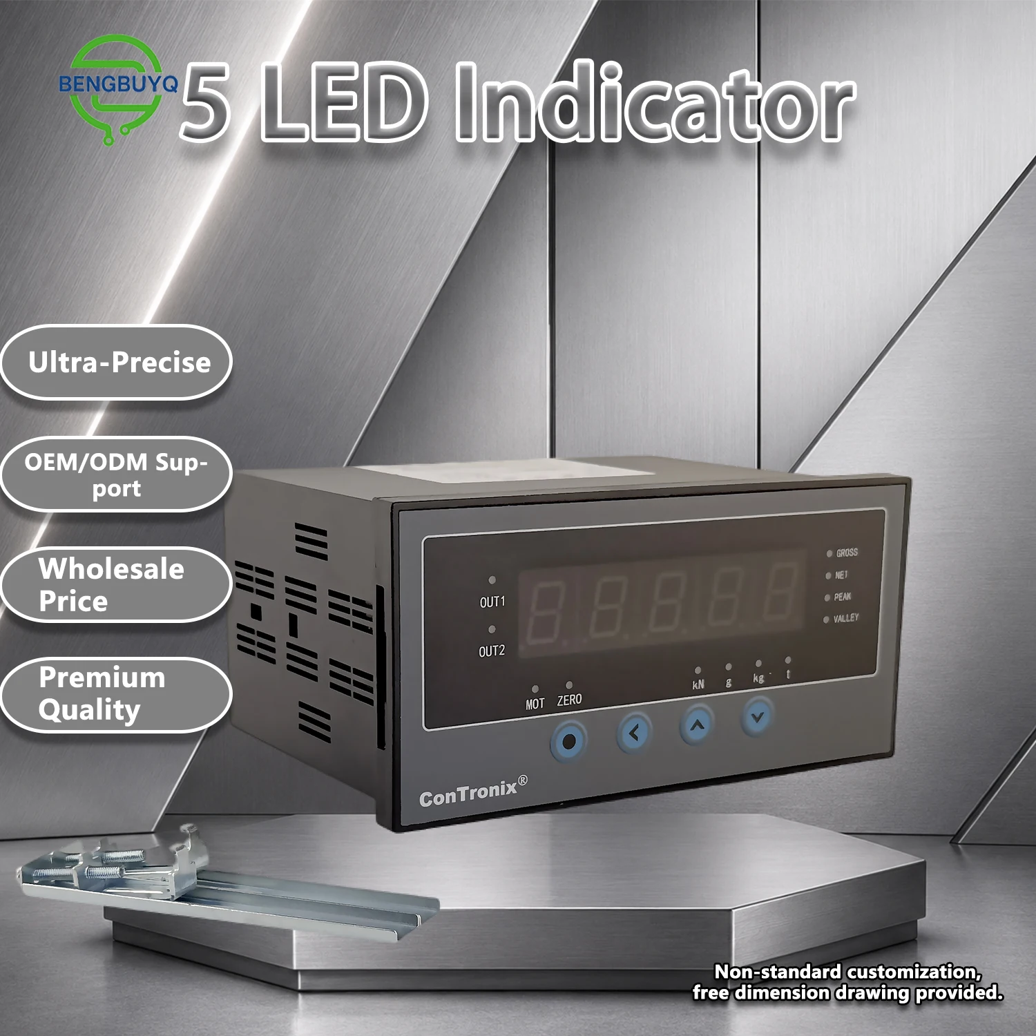 Panel Mount Digital Load Cell Display 160x80mm High Precision Weighing Controller Force Meter Indicator with IP65 Front Panel