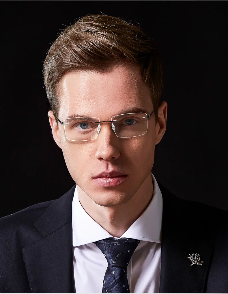 New 2022 Rimless Glasses Frame with Recipe Customized Lenses Shapes Flexible Temple Legs Prescription Eyeglasses for Men Women