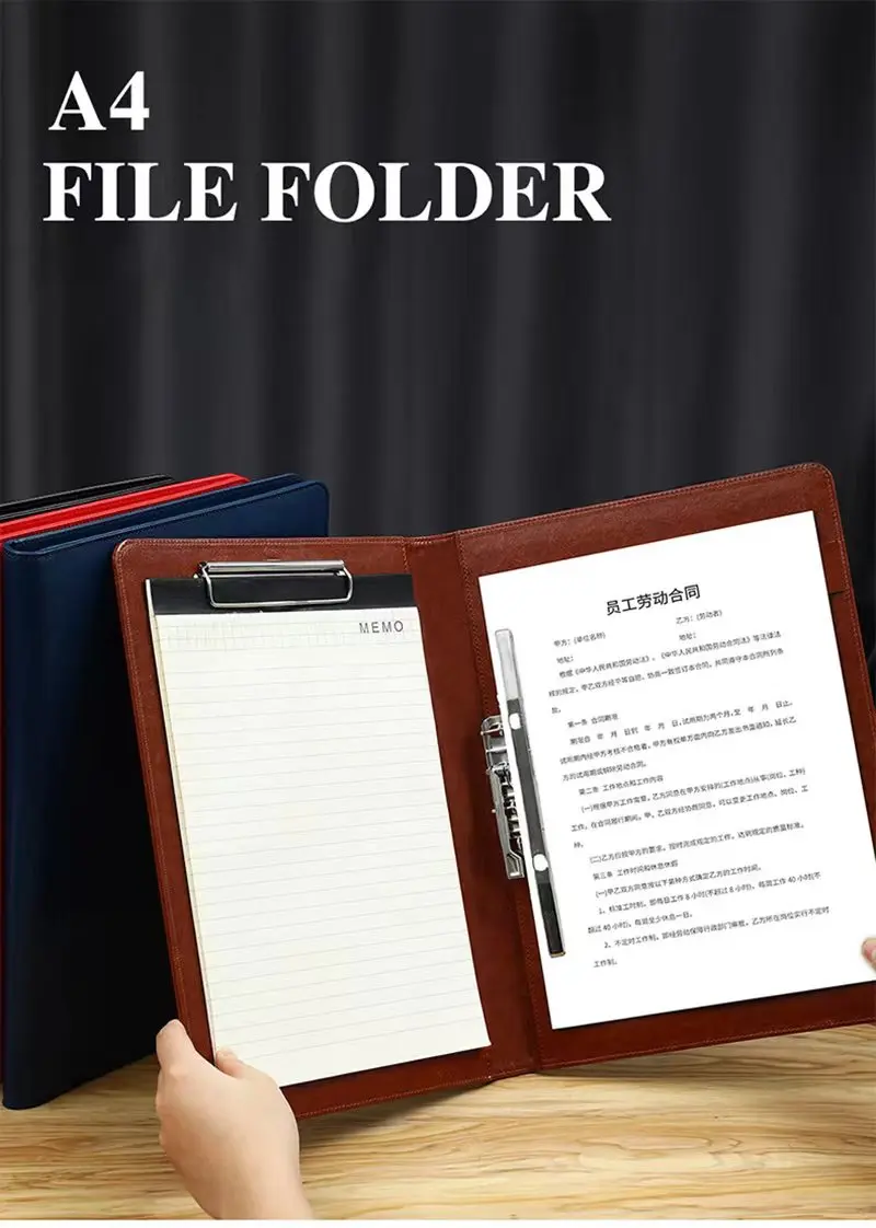 มัลติฟังก์ชั่น A4 โฟลเดอร์การประชุมธุรกิจเครื่องเขียนโฟลเดอร์หนังสัญญาแฟ้มโฟลเดอร์ Bill Organizer ผู้ถือเอกสาร