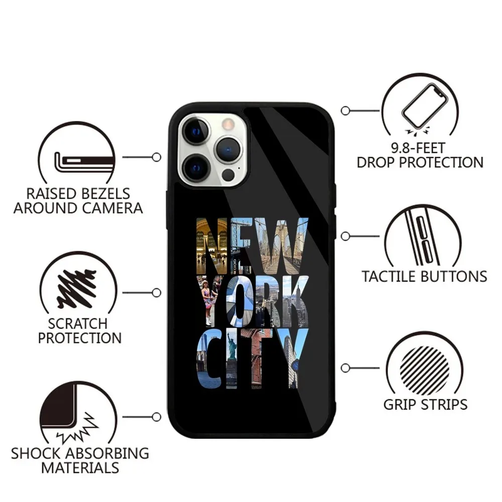 NEW YORK Statue Of Liberty Phone Case For iPhone 15,14,13,12,11,Plus,Pro,Max Mini Magsafe Magnetic Wireless Charging