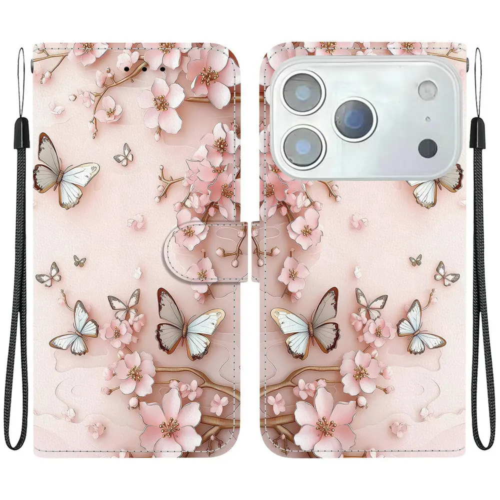 

Floral Wallet Leather Case for iPhone 17 Pro Max 17 Air 16 Plus 15 Pro 14 13 12 iPhone13 14Pro 16e 17Pro 5G Magnetic Flip Cover