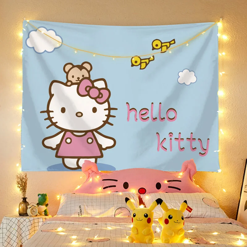 Cartoon Sanrio Hello Kitty Hanging Cloth Home Room dormitorio sfondo panno soggiorno festa decorazione sfondo