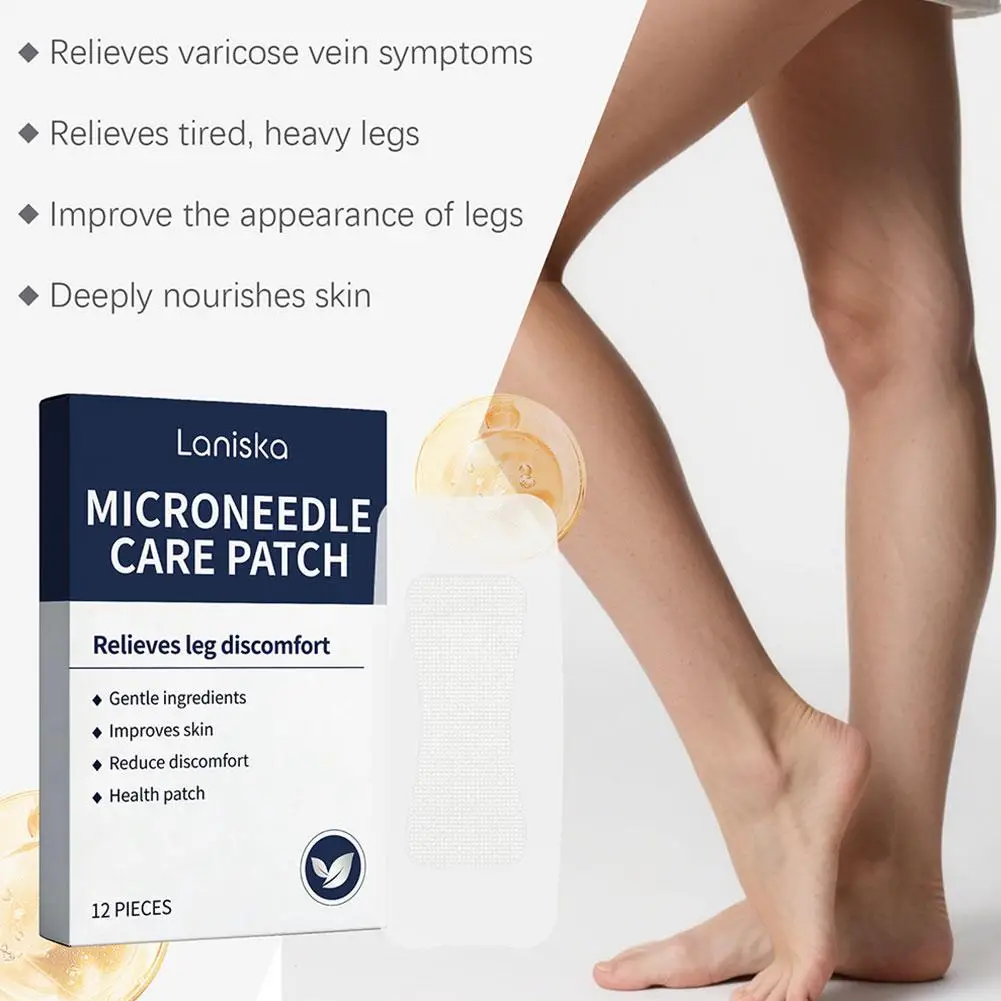 Promote Blood Circulation Relieves Leg Discomfort Gentle Patch 12pieces Improve Varicose Veins Stickers Microneedle Care Patch view 4