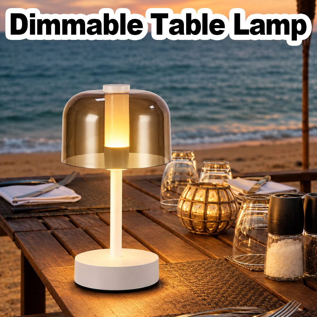 Rechargeable Cordless Table Lamp 3 Color Temperatures Stepless Dimming 360 Degree Lighting Flicker Free LED Bar Hotel Cafe Patio