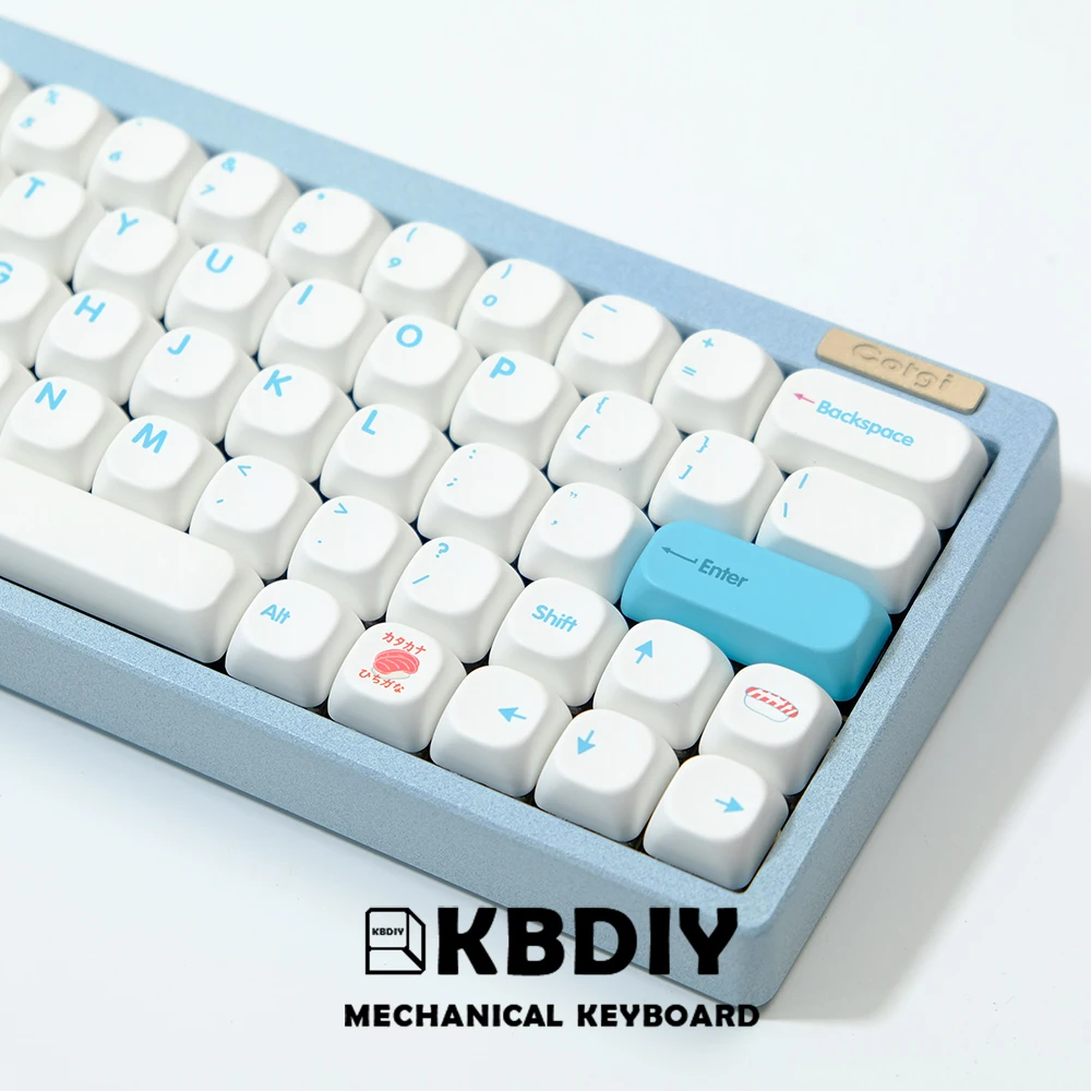 KBDiy PBT Sushi Keycap KOA Profile Japanese Korean Keycaps ISO 7u MAC White 138 Keys Caps for GMK67 Mechanical Game Keyboards