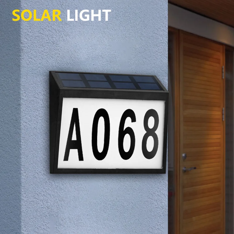 Solar-powered outdoor waterproof LED address number plate road sign light