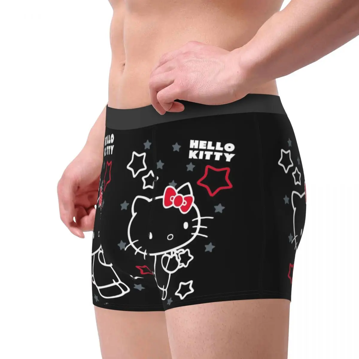 Custom Male Fashion Hello Kitty Underwear  Kitty White Boxer Briefs Breathable Shorts Panties Underpants