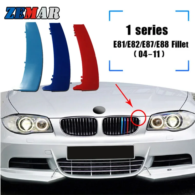 3Pcs ABS Car Racing Front Grille Trim Strips For BMW F20 F21 F40 Series 1 E87 E82 E81 E88 2004-2023 2024 M Clip Accessories