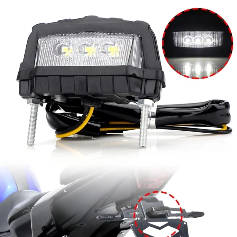 H3ce توفير الطاقة القوية 3 LED دراجة نارية LED لوحة ترخيص الذيل الذيل مقاوم للماء يمكن الاعتماد عليه للاعتماد على السفر الليلي