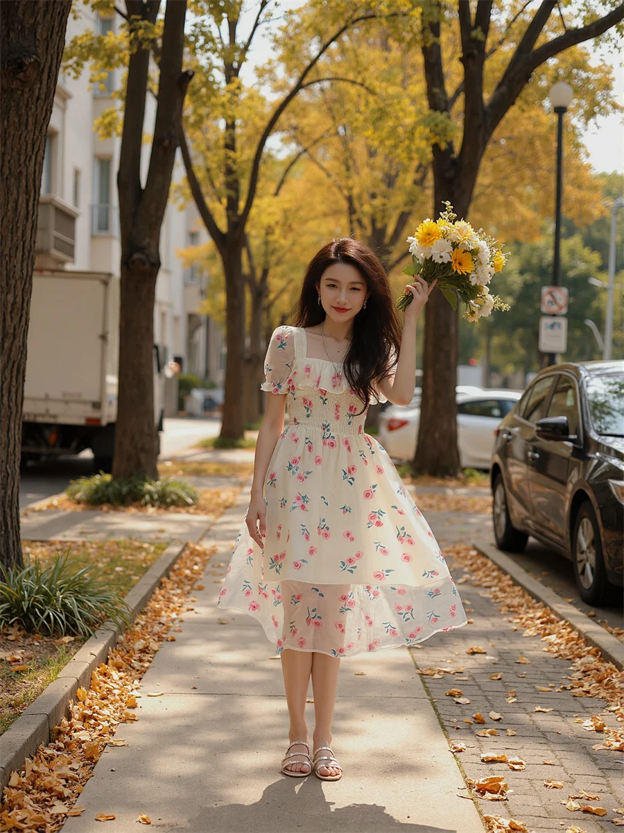 Damesfeestjurk voor dames Bloemenprint Enkellange Gradiënt Ombre Meerkleurig Kleurrijk Contrasterend Blokkerend Kleurblok