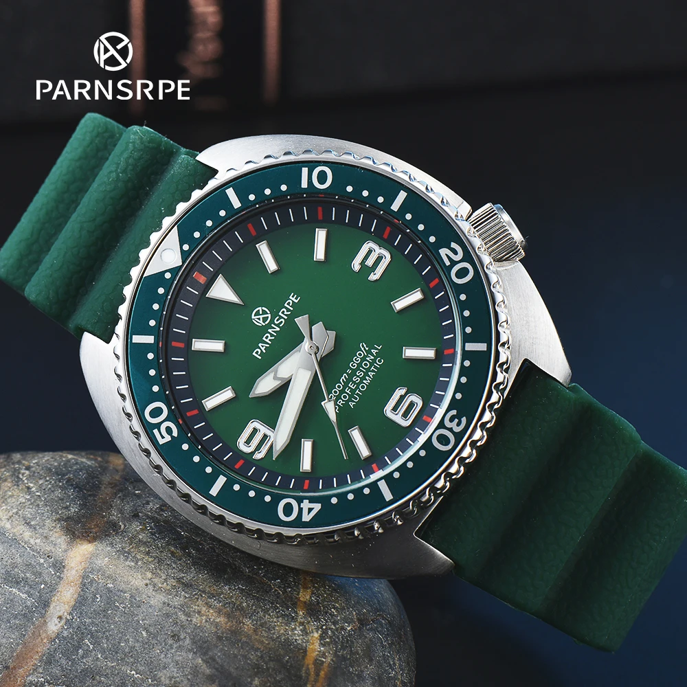 PARNSRPE Diver Men\'s Automatic mechanical watch Watch green Dial Sapphire Glass Japan NH35 Movement