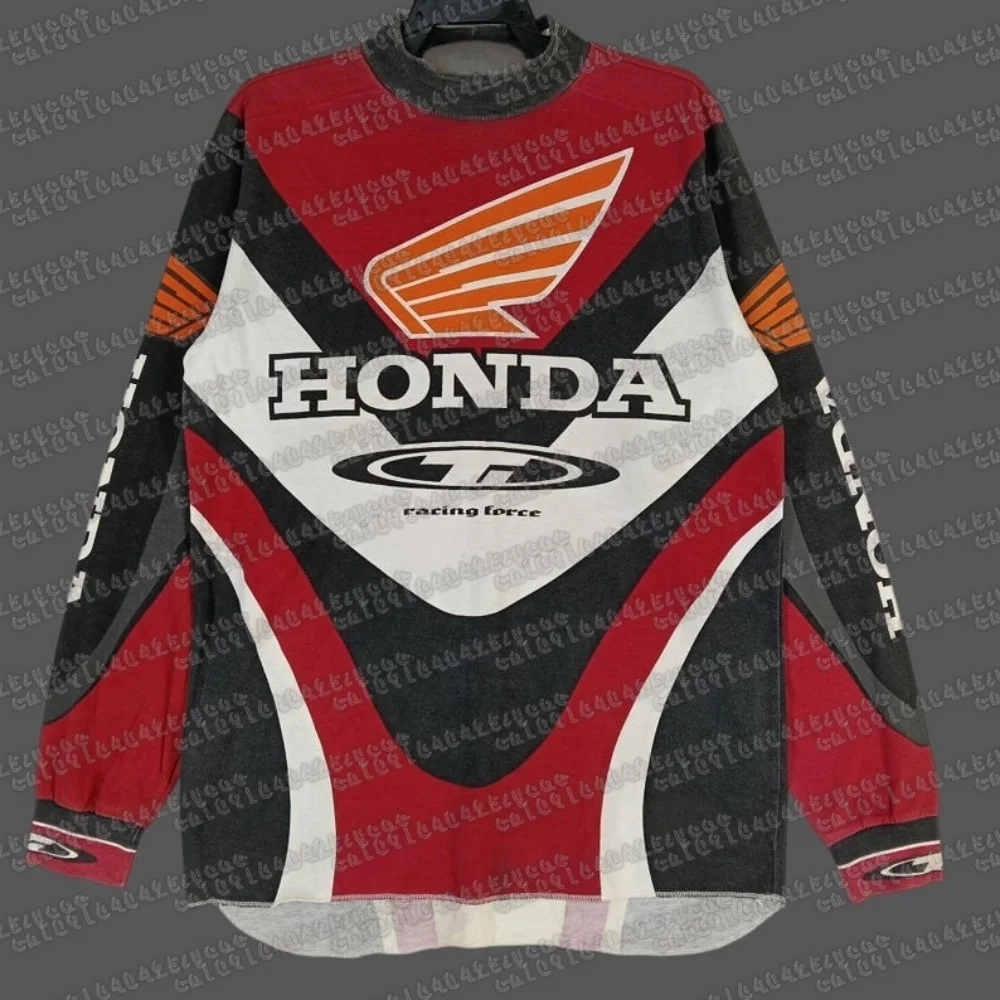 

Мотоциклетный трикотаж Honda 2025 года, рубашка для гоночной команды, байкерское снаряжение для верховой езды, спортивная одежда, повседневная уличная одежда, официальный заводской гоночный топ