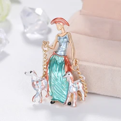 Clothes New Cute Animal Fashion Jewelry Enamel Girls Bag Lapel Pins Suit Scarf Clip Two Dogs Brooches Lady Brooch Pins