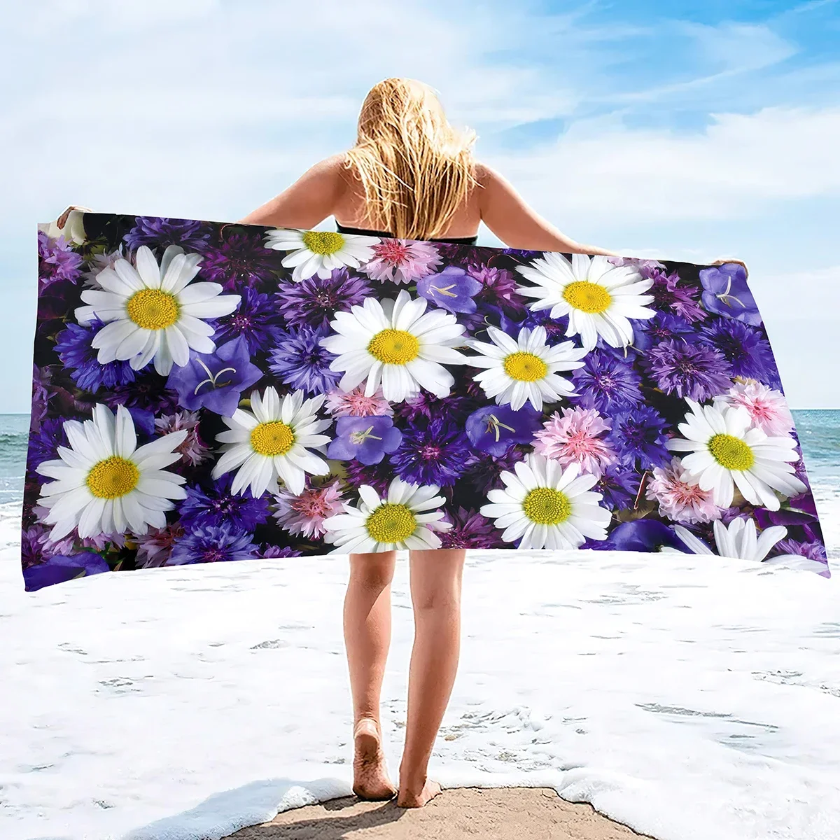 Flowers Beach Towel, Super Soft Quick Dry Bath Towel,Sand Proof Swimming Floral Flowers Bath Pool Towel for Travel Camping Sport