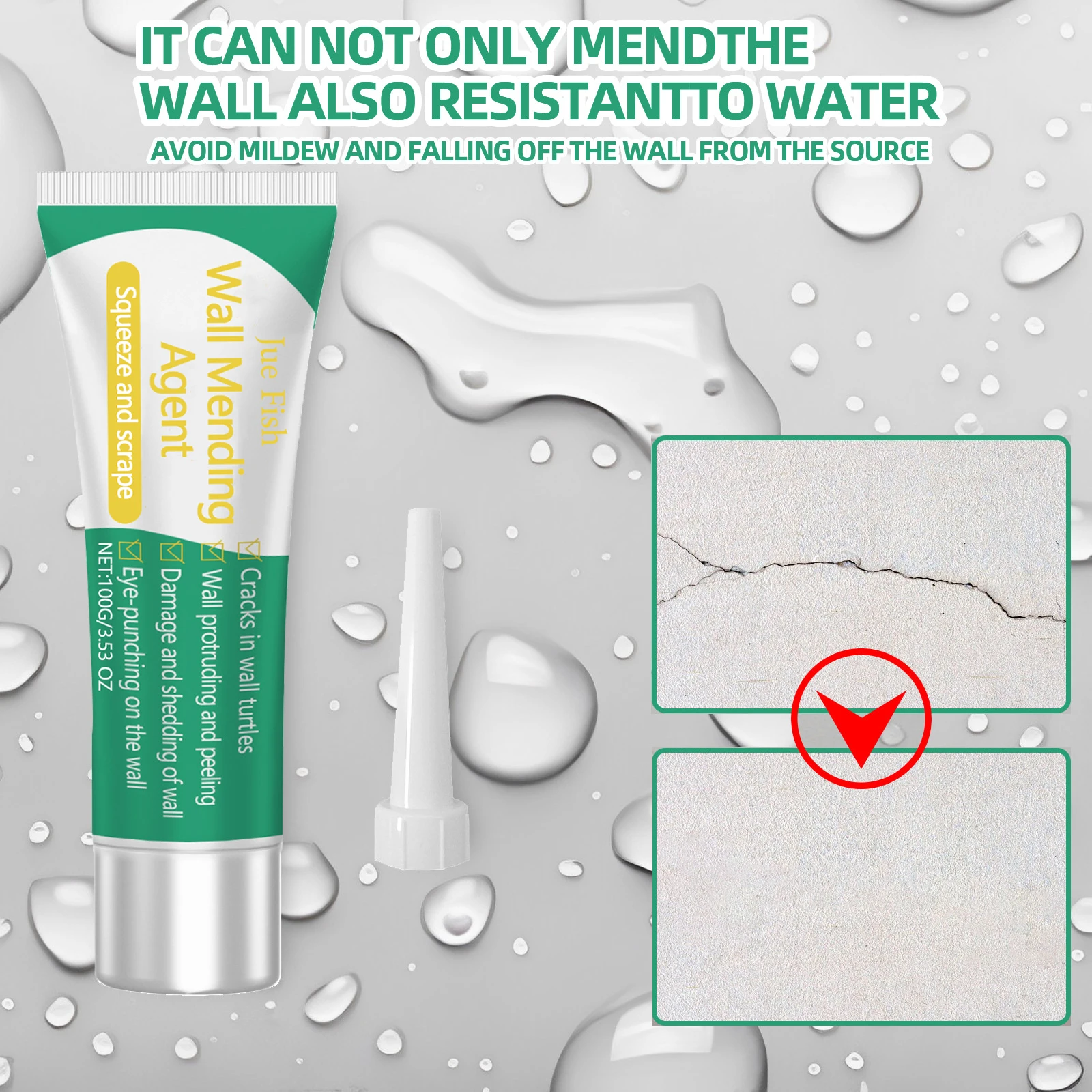 

Шпатлевка для ремонта стен - быстросохнущий водостойкий состав для заполнения отверстий от гвоздей, устойчивый к плесени, для ремонта трещин и дыр