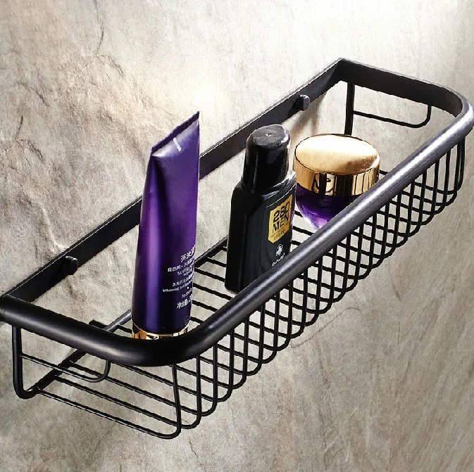 

45 cm Black Oil Rubbed Brass Bathroom Shower Basket Soap Sponge Shower Storage Basket Shelf Shampoo Holder Dba064