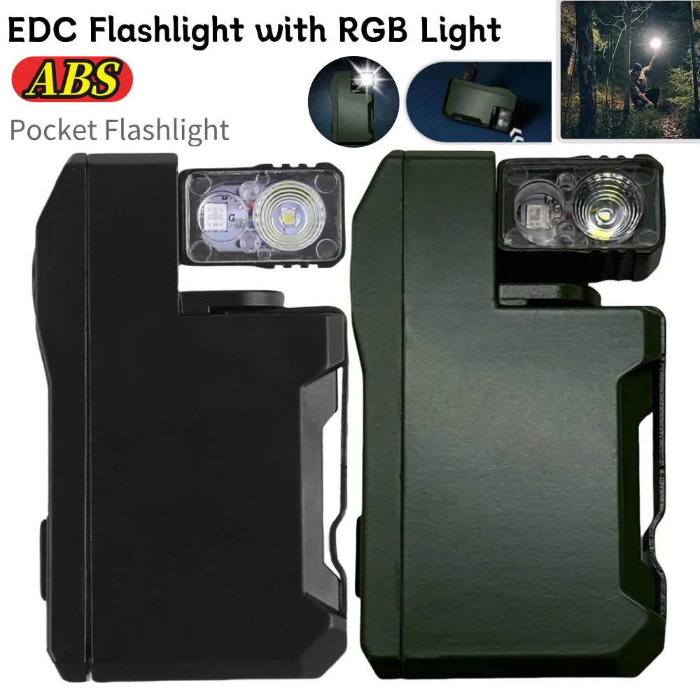 

Перезаряжаемый фонарик EDC, портативный плоский карманный фонарик с RGB-подсветкой, мини-фонарик, магнитный брелок-фонарик