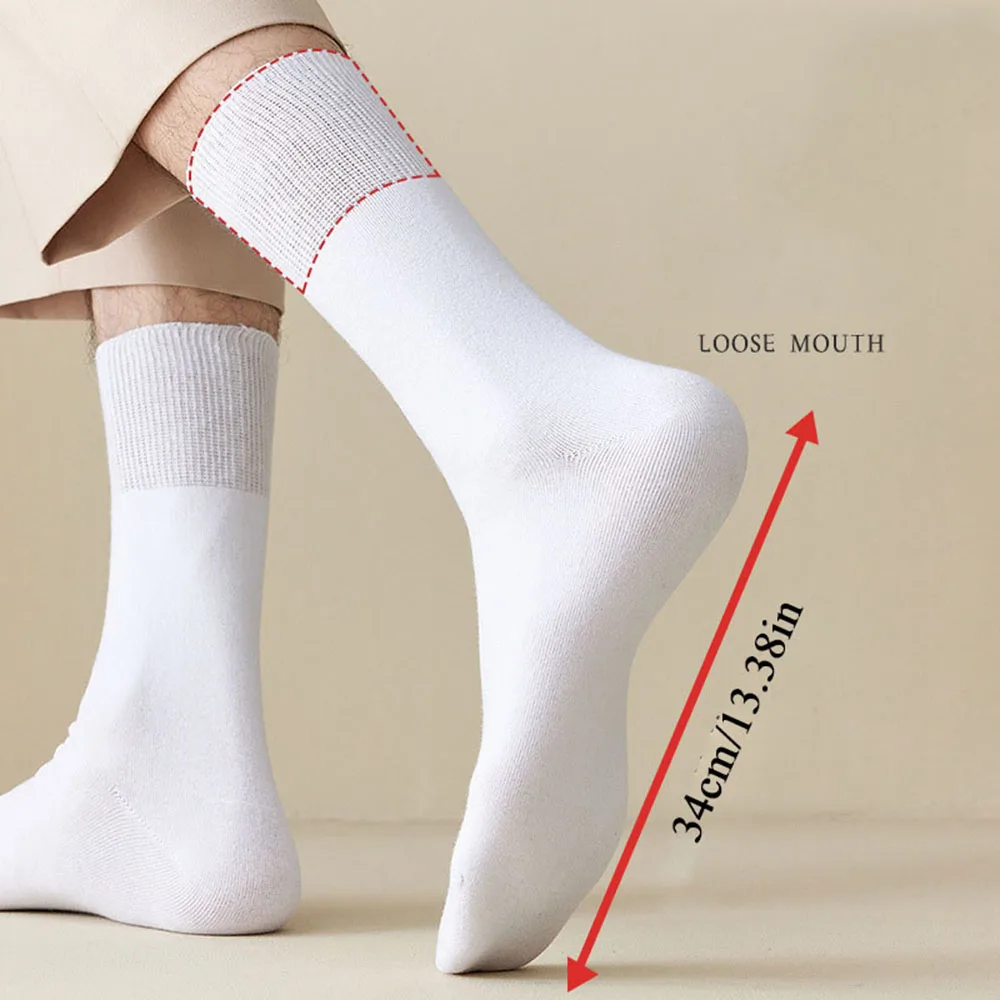 Plus Size Socks Mens Cotton Loose Mouth Socks Extra Wide Top Loose Fitting Socks Long Stockings Elastic Business Dress Socks