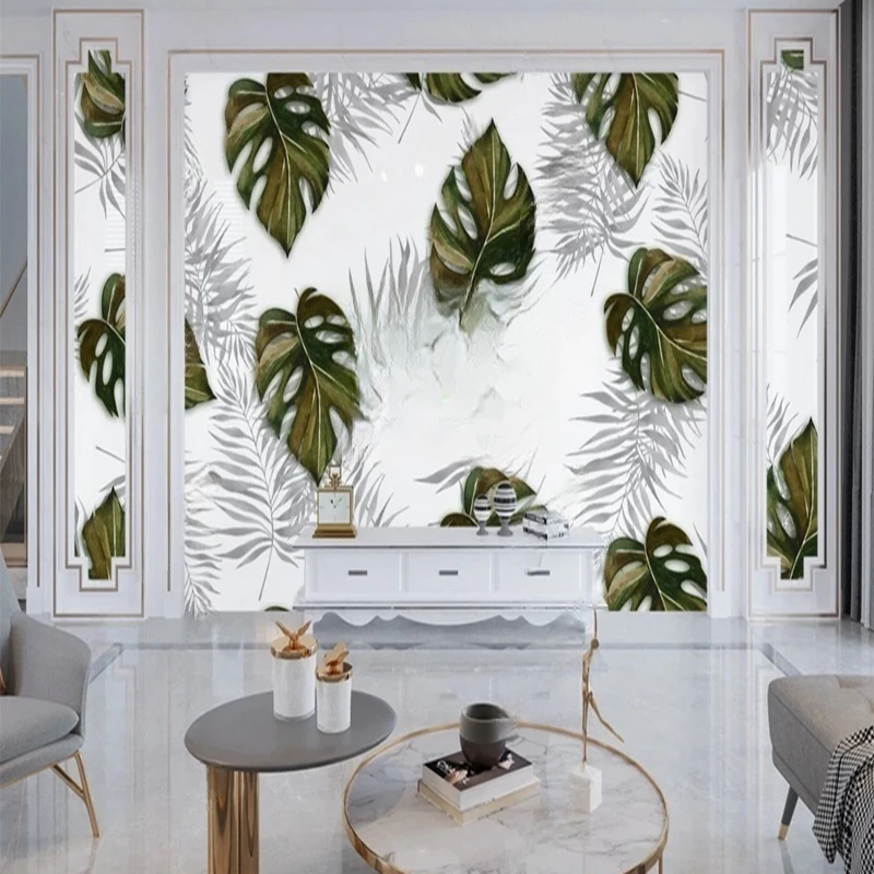 Tropical Plant Leaves Pattern Wallpaper Custom Photo Wall Mural for Living Room Bedroom Study Decoration Wall Art Background