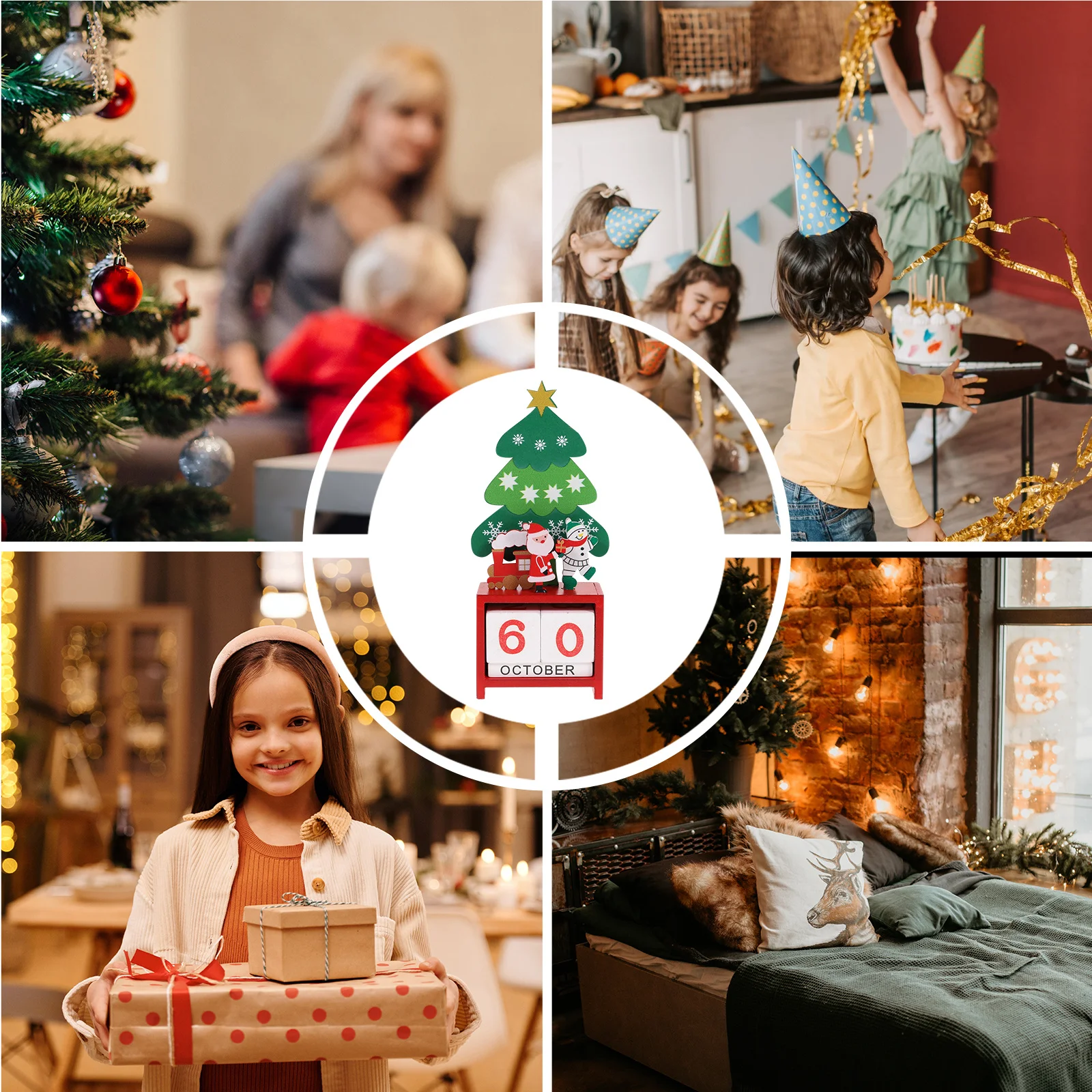 

Wooden Perpetual Calendar Block For Christmas Wedding Anniversary Home Holiday Party Diy Decoration Xmas Countdown