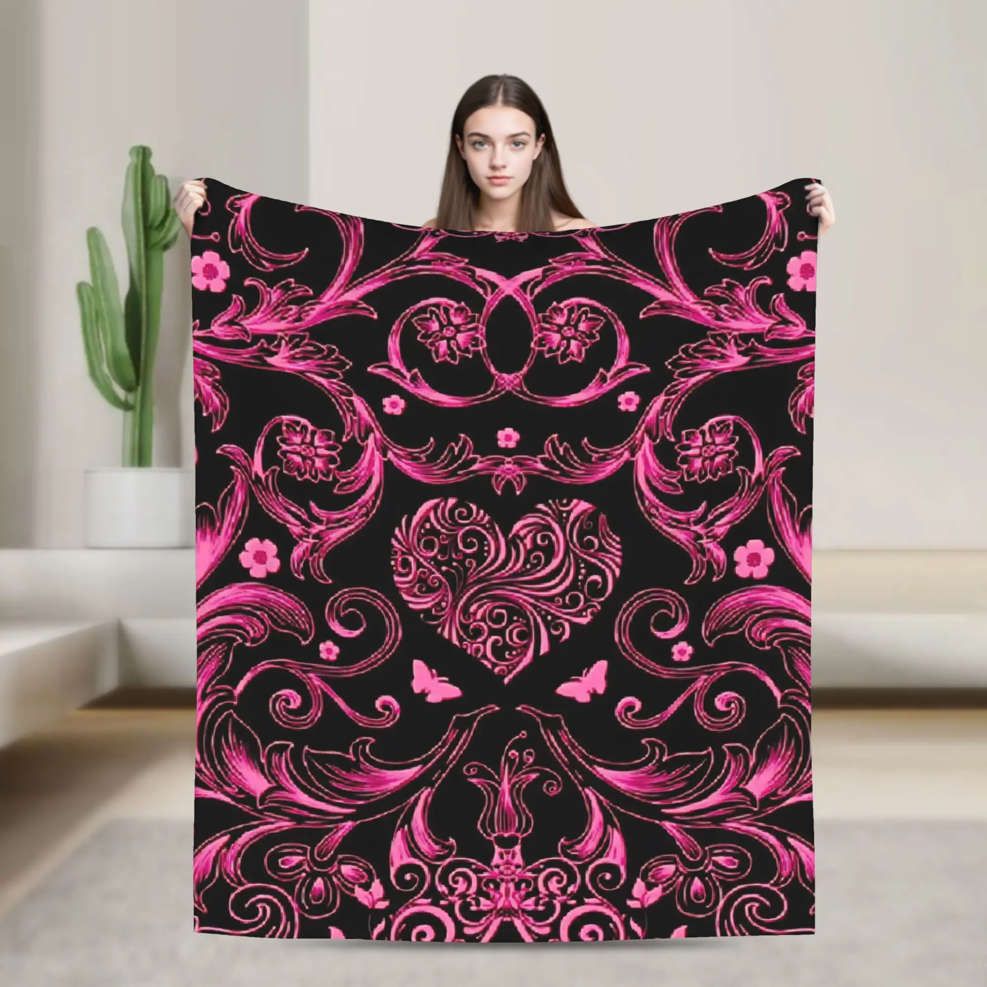 Halloween Gothic Velvet Throw Blankets Bubblegum Goth Blanket for Sofa Office Ultra-Soft Bedroom Quilt