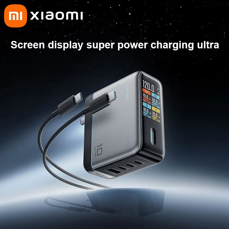 

Xiaomi Fast Charger 10 Super Electric Energy Charger PD3.0 Ultra-120W GaN Multi-Port Fast Charger TFT Smart Screen Power Adaptor