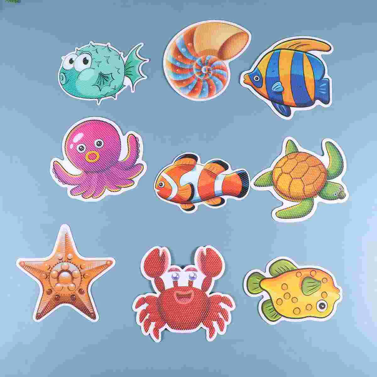 20pcs Marine Cartoon Stickers Cartoon Bathtub Stickers Prevention Decals Self-adhesive Tub Pasters bathroom stickers