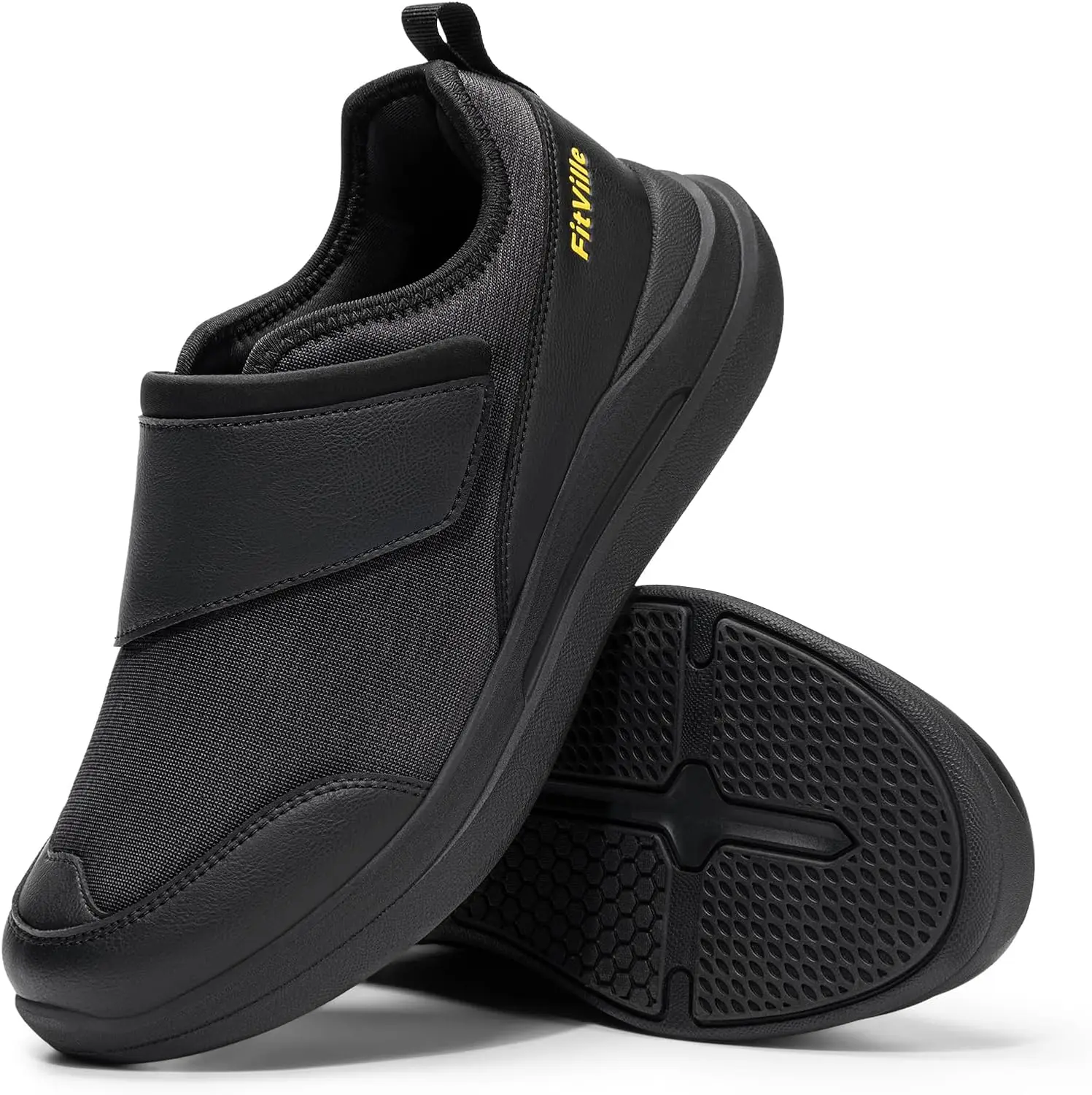 FitVille Men'S Extra Wide Diabetic Walking Shoes Adjustable Strap Orthopedic Footwear For Sensitive & Swollen Feet, All-Day Comfort Stability For Work & Daily Wear