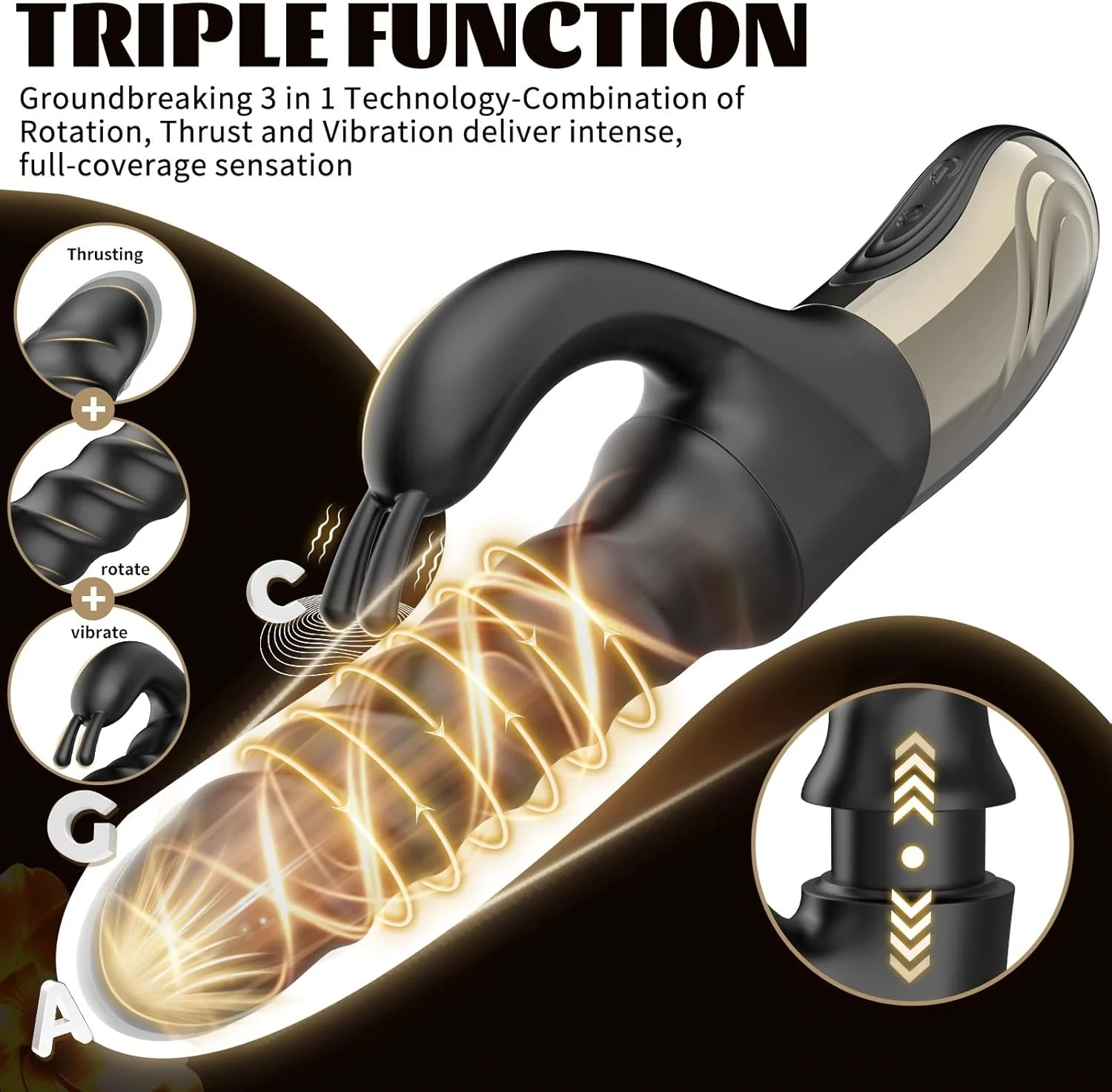 KUSHOR Thrusting G Spot Rabbit Vibrator Clitoral Stimulator 360° Swirl Up Down Thrust 5 Swirling Modes Adults Sex Toys for Women