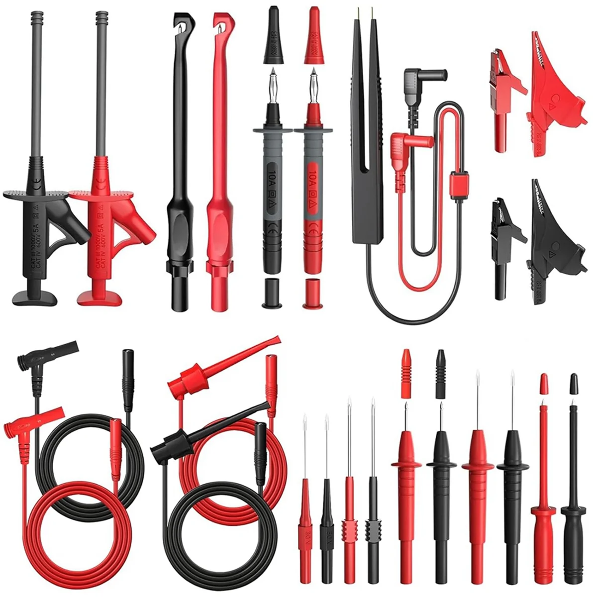 

A22I 25PCS Multimeter Test Leads Kit, Test Leads Set with Replaceable Alligator Clips,Wire Piercing Probes, Alligator Clips