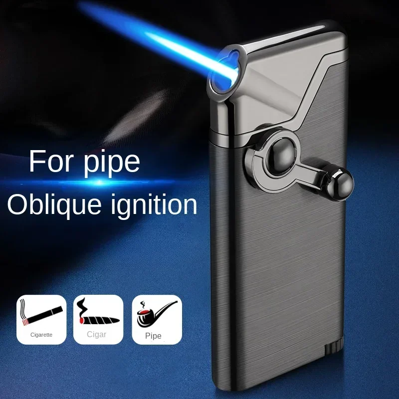 

Pipe Oblique Fire Inflatable Lighter Swingarm Ignition Lighter Refilled Blue Flame Windproof Lighter Smoking Accesoires