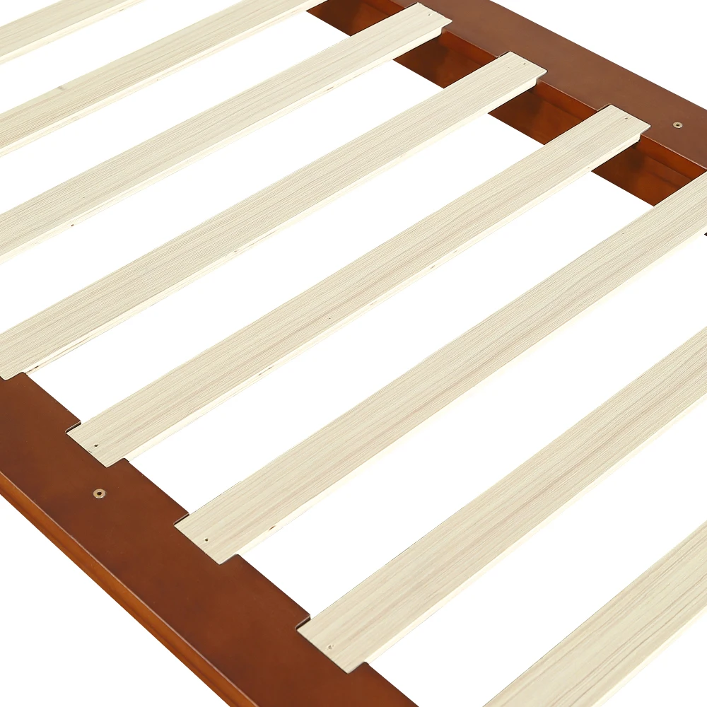 PINGGO Dunkelbraunes Polsterbett Einzelbett 90x200cm Samt-Kopfteil Stabiler Lattenrost Verbreiterte Beine Ohne Matratze – Detail 22