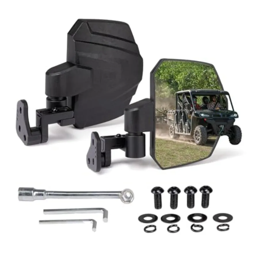 

UTV Side Mirror Compatible with CFMOTO UFORCE 1000/1000 XL/600 2.4-4.3inch 360 Adjustable SXS UTV Telescoping Rear View Mirror