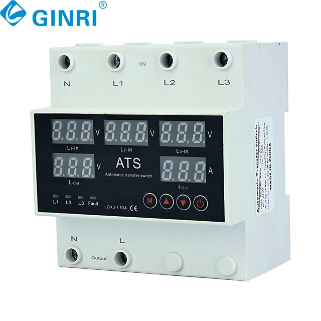 

JMRD-PS3 Ginri 63A 3P 220V Din-рейка, регулируемая защита от пониженного напряжения, автоматический фазовый переключатель