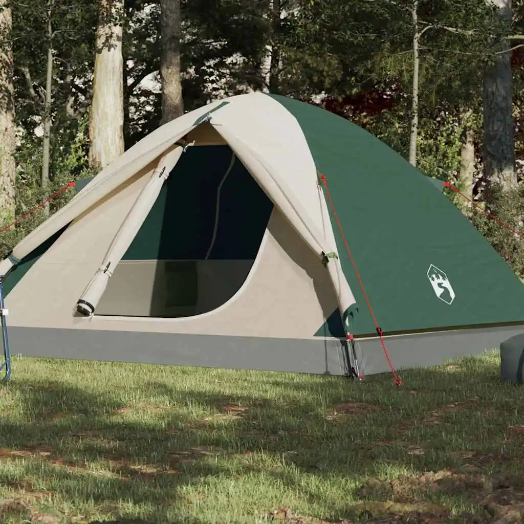 Tente de camping en forme de dôme pour 3 personnes, verte, imperméable, équipement de camping portable pliable pour la famille, auvent anti-UV