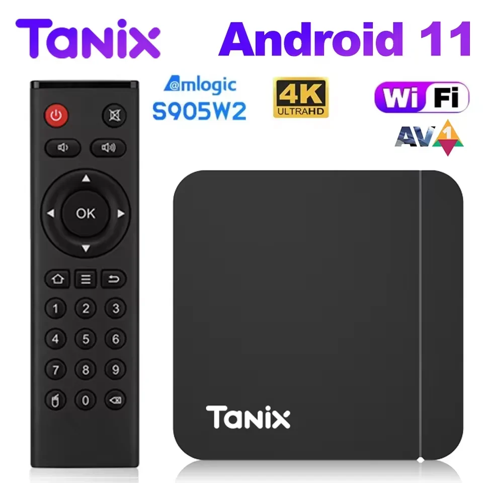 Tanix W2 Android 11 TV Box Amlogic S905W2 Media Player with Dual Wifi 4K HD Support 2.4G & 5G BT AV1 Set Top Box for IPTV