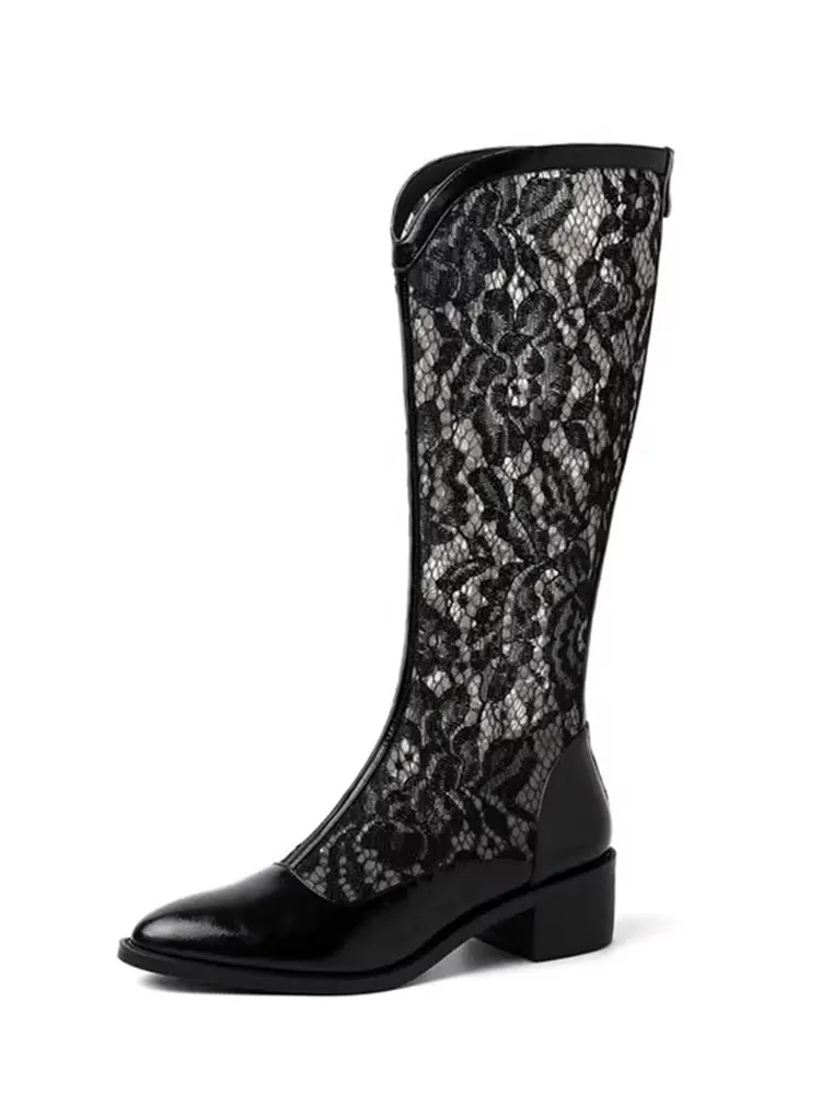 

Elevated Slimming Me Booties High Heel Long Boots 2025 New Summer Long Tube Boots Women Hollow High Tube Cool Boots